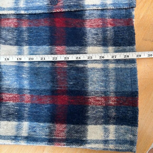 Vintage CPO Jacket Mens Large Blue Red Plaid Wool Blend Lined Shirt Jacket 90s - Picture 8 of 8